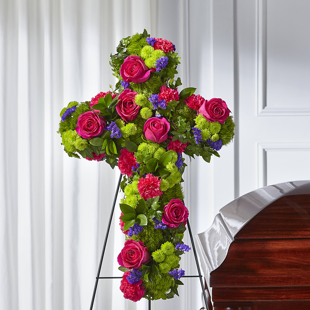 Tribute Rose Floral Cross – Batavia Stage Coach Florist, Batavia NY