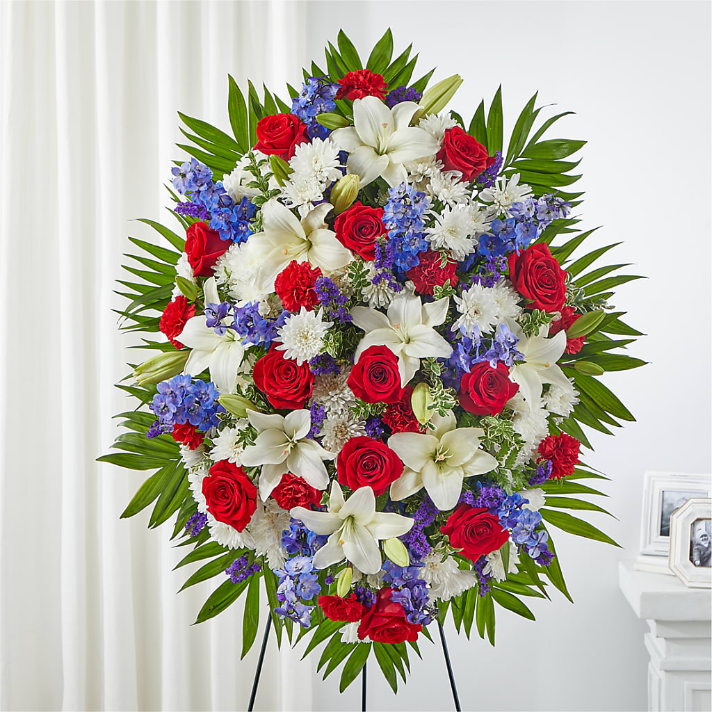 Cherished Service Standing Spray – Batavia Stage Coach Florist, Batavia NY