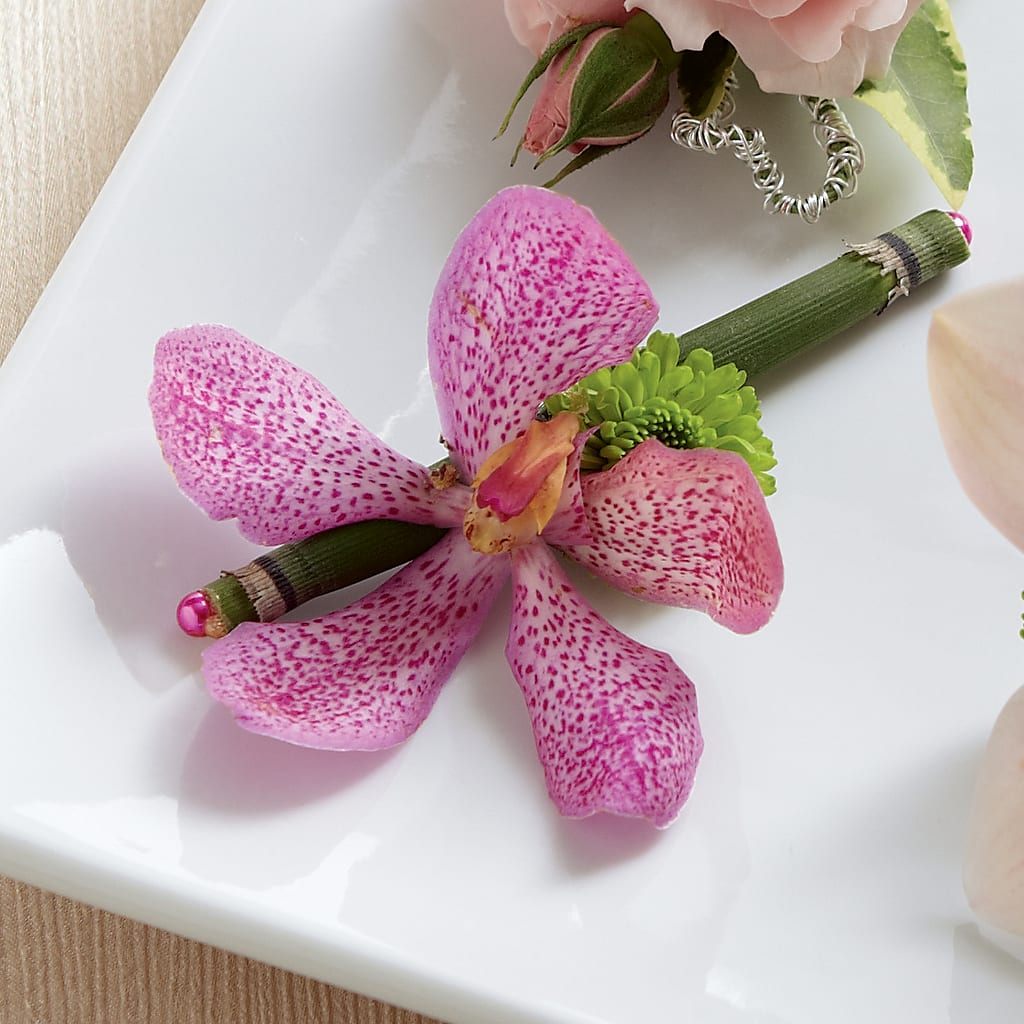Pink Mokara Boutonniere – Batavia Stage Coach Florist, Batavia NY