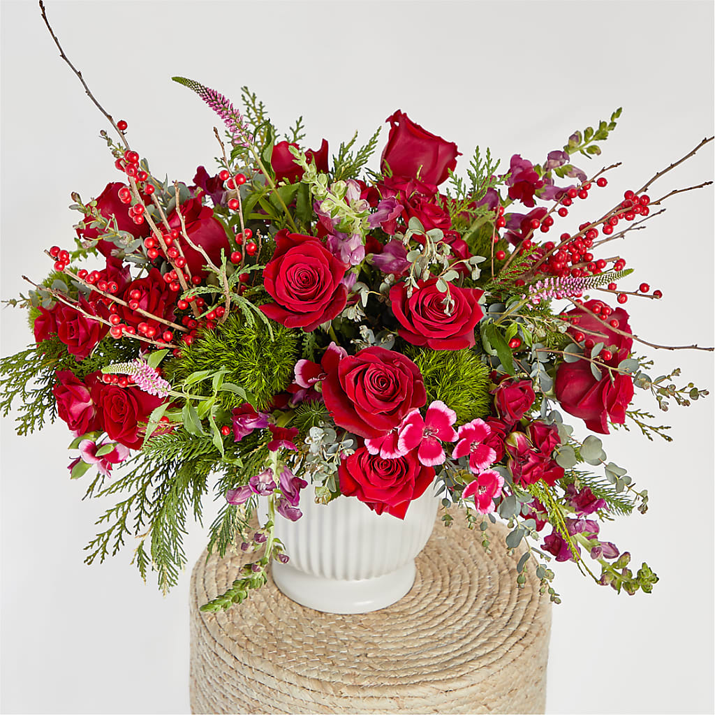 Big Red Bow Bouquet –  Batavia Stage Coach Florist, Batavia NY