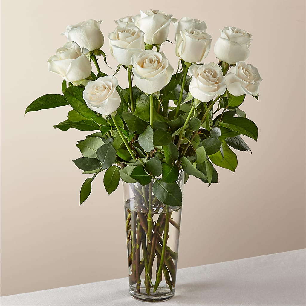 Long Stem White Rose Bouquet –  Batavia Stage Coach Florist, Batavia NY