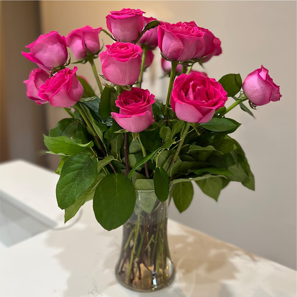 Long Stem Pink Rose Bouquet –  Batavia Stage Coach Florist, Batavia NY