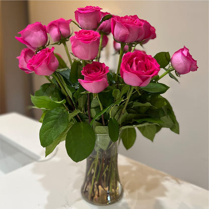 Long Stem Pink Rose Bouquet –  Batavia Stage Coach Florist, Batavia NY
