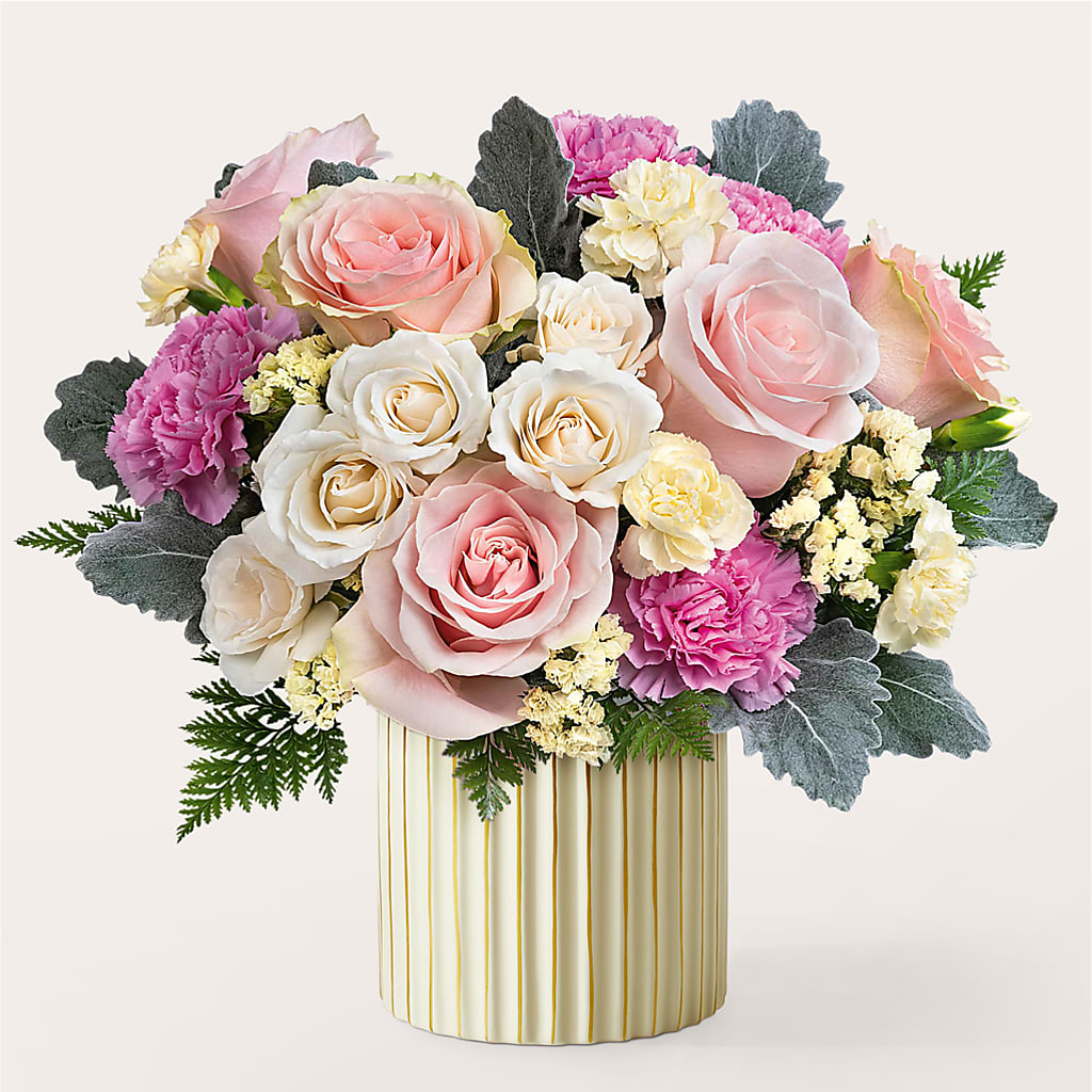 Blissful Moments Bouquet with Ivory Vase –  Batavia Stage Coach Florist, Batavia NY