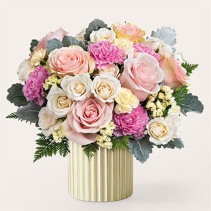 Blissful Moments Bouquet with Ivory Vase –  Batavia Stage Coach Florist, Batavia NY