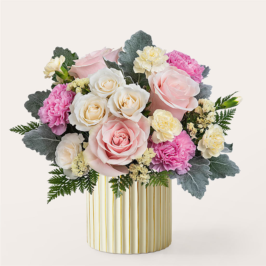 Blissful Moments Bouquet with Ivory Vase –  Batavia Stage Coach Florist, Batavia NY
