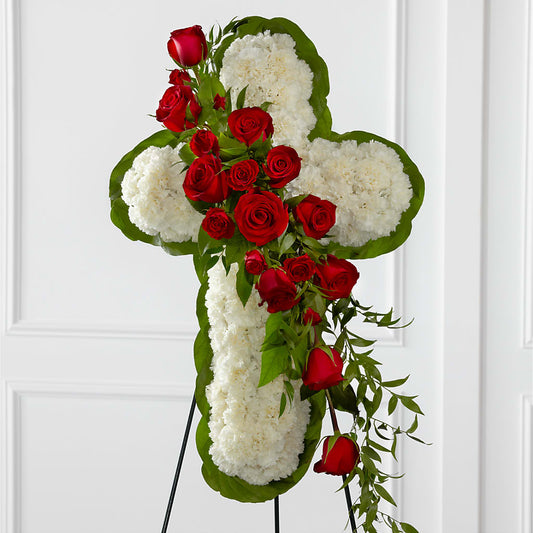 Floral Cross Easel –  Batavia Stage Coach Florist, Batavia NY