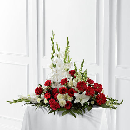 Crimson & White Arrangement –  Batavia Stage Coach Florist, Batavia NY