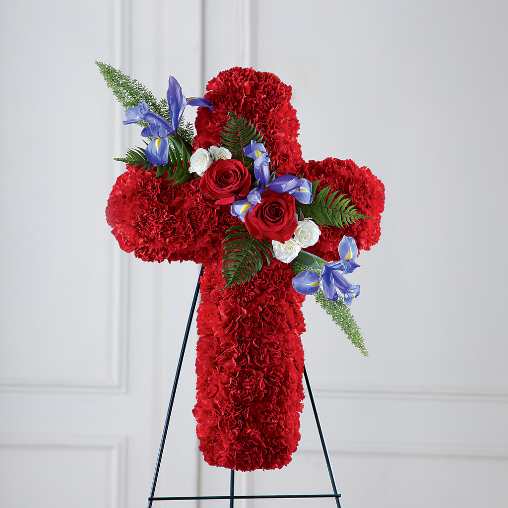 Faithful Hero Floral Cross –  Batavia Stage Coach Florist, Batavia NY
