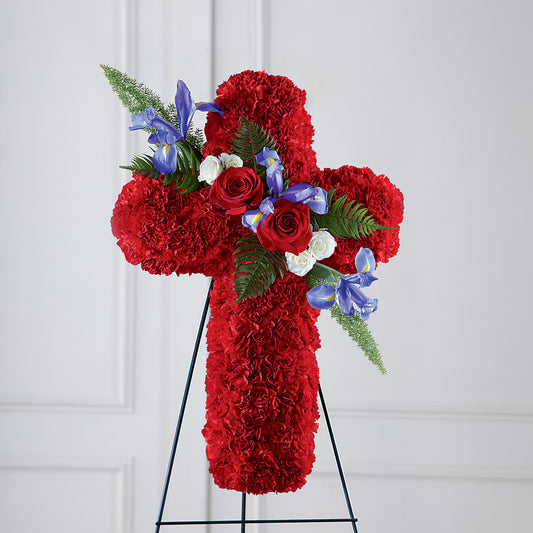 Faithful Hero Floral Cross –  Batavia Stage Coach Florist, Batavia NY