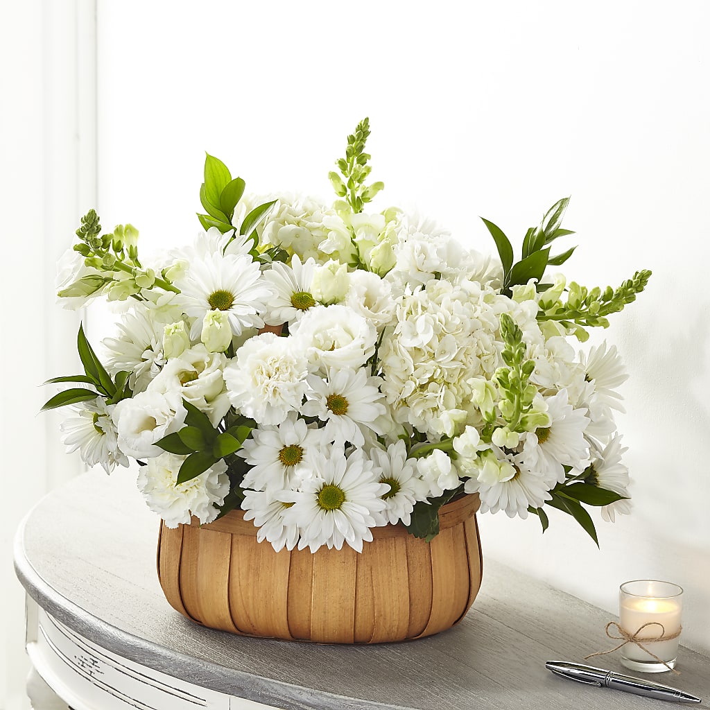 Pure Ivory Basket –  Batavia Stage Coach Florist, Batavia NY