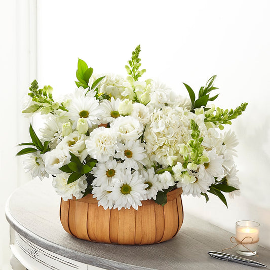 Pure Ivory Basket –  Batavia Stage Coach Florist, Batavia NY