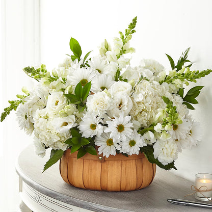Pure Ivory Basket –  Batavia Stage Coach Florist, Batavia NY