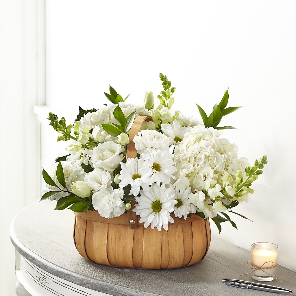 Pure Ivory Basket –  Batavia Stage Coach Florist, Batavia NY