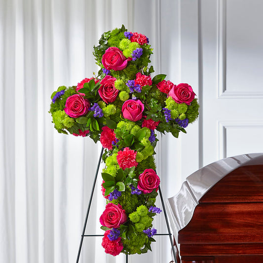 Tribute Rose Floral Cross –  Batavia Stage Coach Florist, Batavia NY