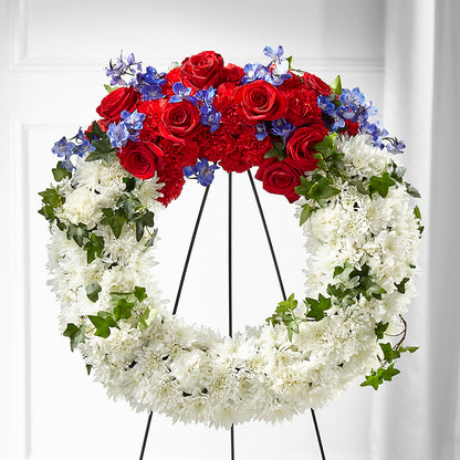 Patriotic Passion Wreath –  Batavia Stage Coach Florist, Batavia NY