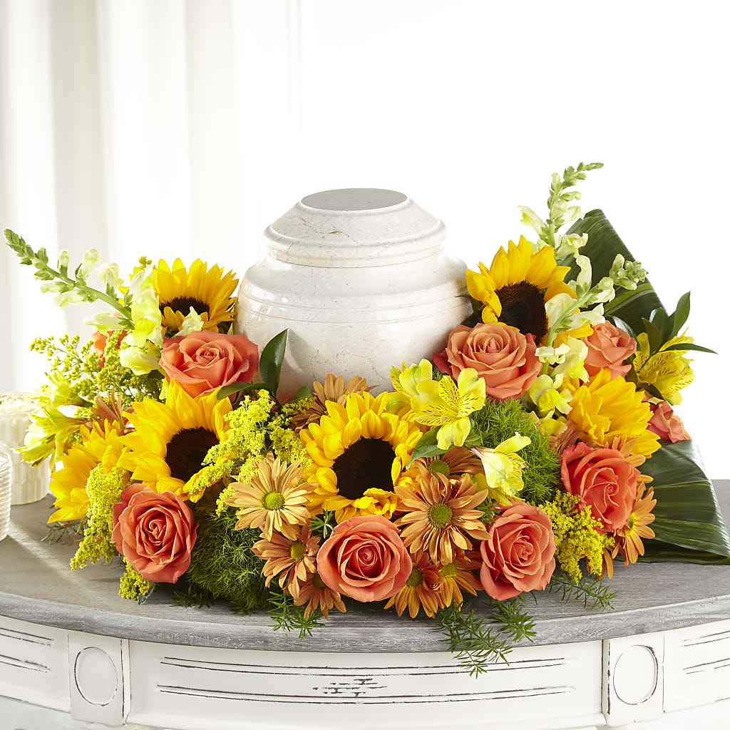 Faithful Sunflower Cremation Adornment –  Batavia Stage Coach Florist, Batavia NY