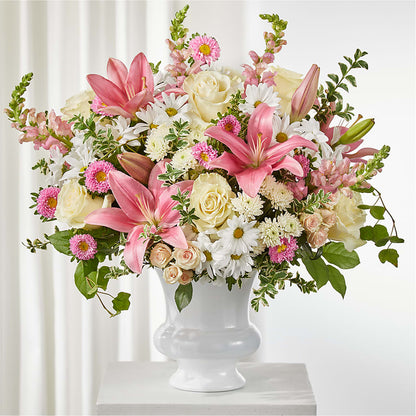 Empathetic Blooms Urn Arrangement –  Batavia Stage Coach Florist, Batavia NY