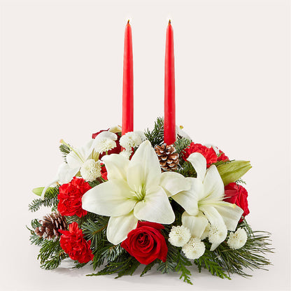 Seasonal Festivities Centerpiece –  Batavia Stage Coach Florist, Batavia NY