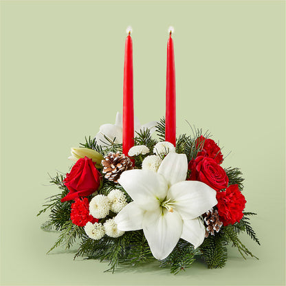 Seasonal Festivities Centerpiece –  Batavia Stage Coach Florist, Batavia NY