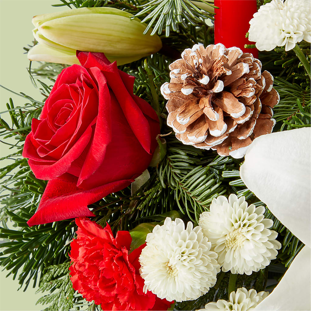 Seasonal Festivities Centerpiece –  Batavia Stage Coach Florist, Batavia NY
