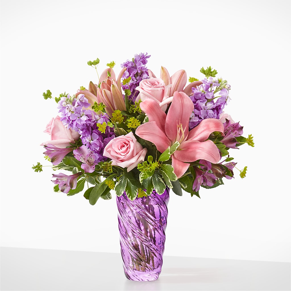 Precious Petals Bouquet with Luxe Swirl Vase –  Batavia Stage Coach Florist, Batavia NY