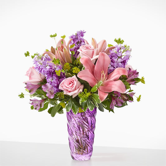 Precious Petals Bouquet with Luxe Swirl Vase –  Batavia Stage Coach Florist, Batavia NY
