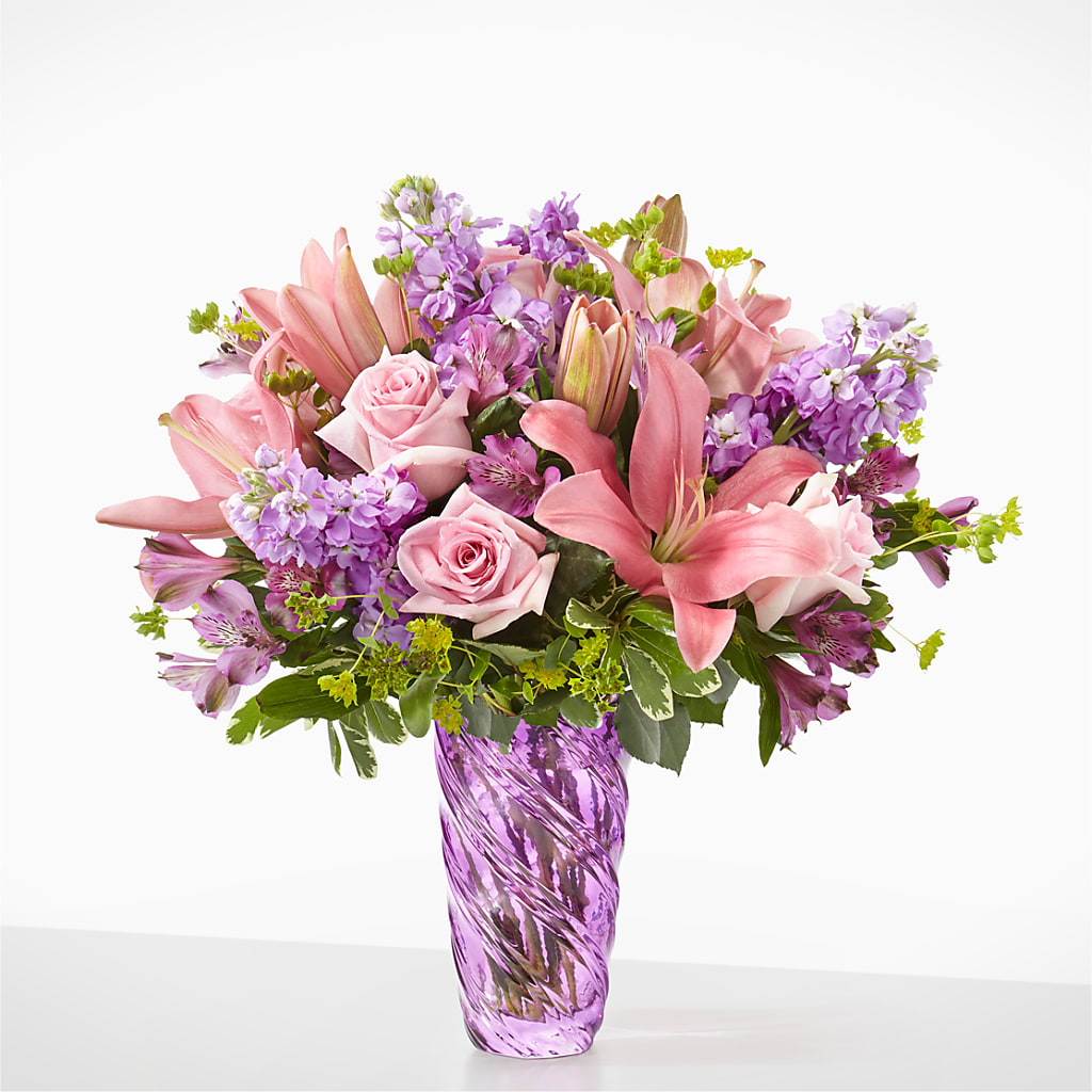 Precious Petals Bouquet with Luxe Swirl Vase –  Batavia Stage Coach Florist, Batavia NY