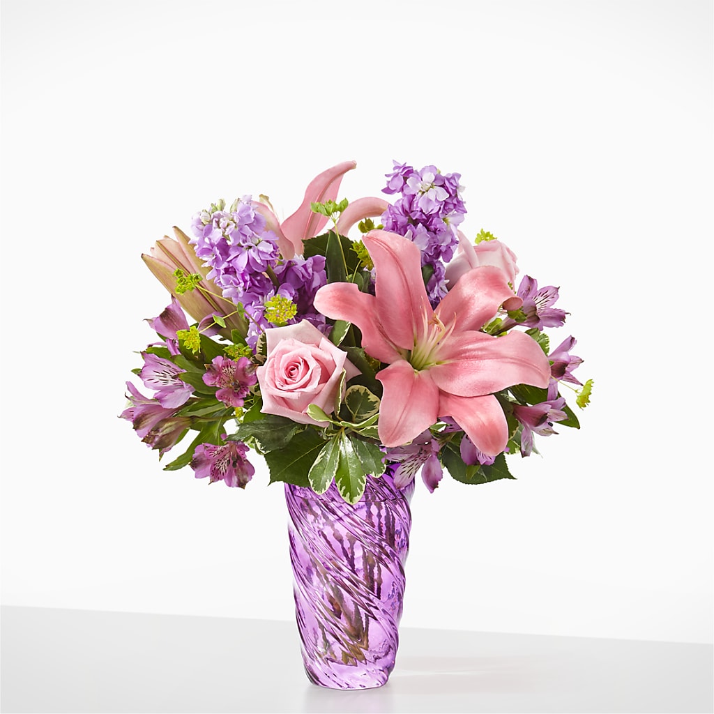 Precious Petals Bouquet with Luxe Swirl Vase –  Batavia Stage Coach Florist, Batavia NY