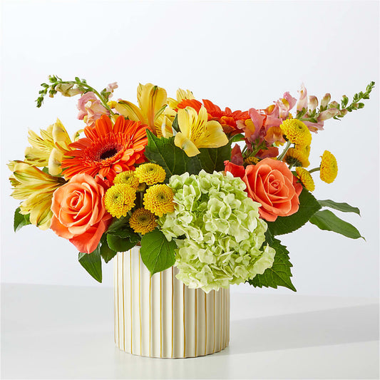 Autumn Sunshine Bouquet with Ivory Vase –  Batavia Stage Coach Florist, Batavia NY