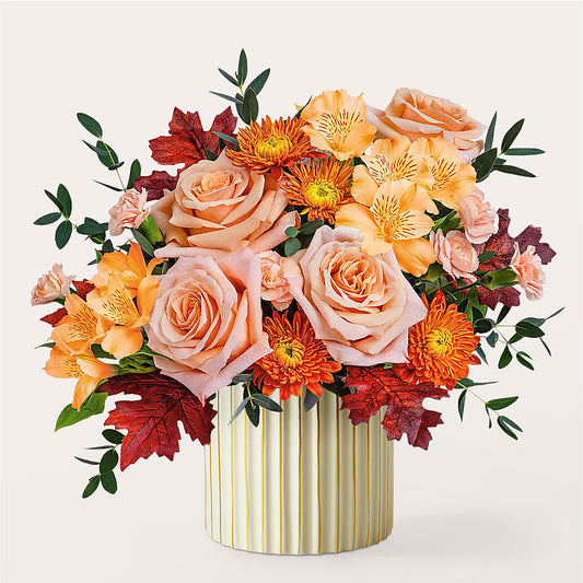 Spiced Latte Bouquet with Ivory Vase –  Batavia Stage Coach Florist, Batavia NY