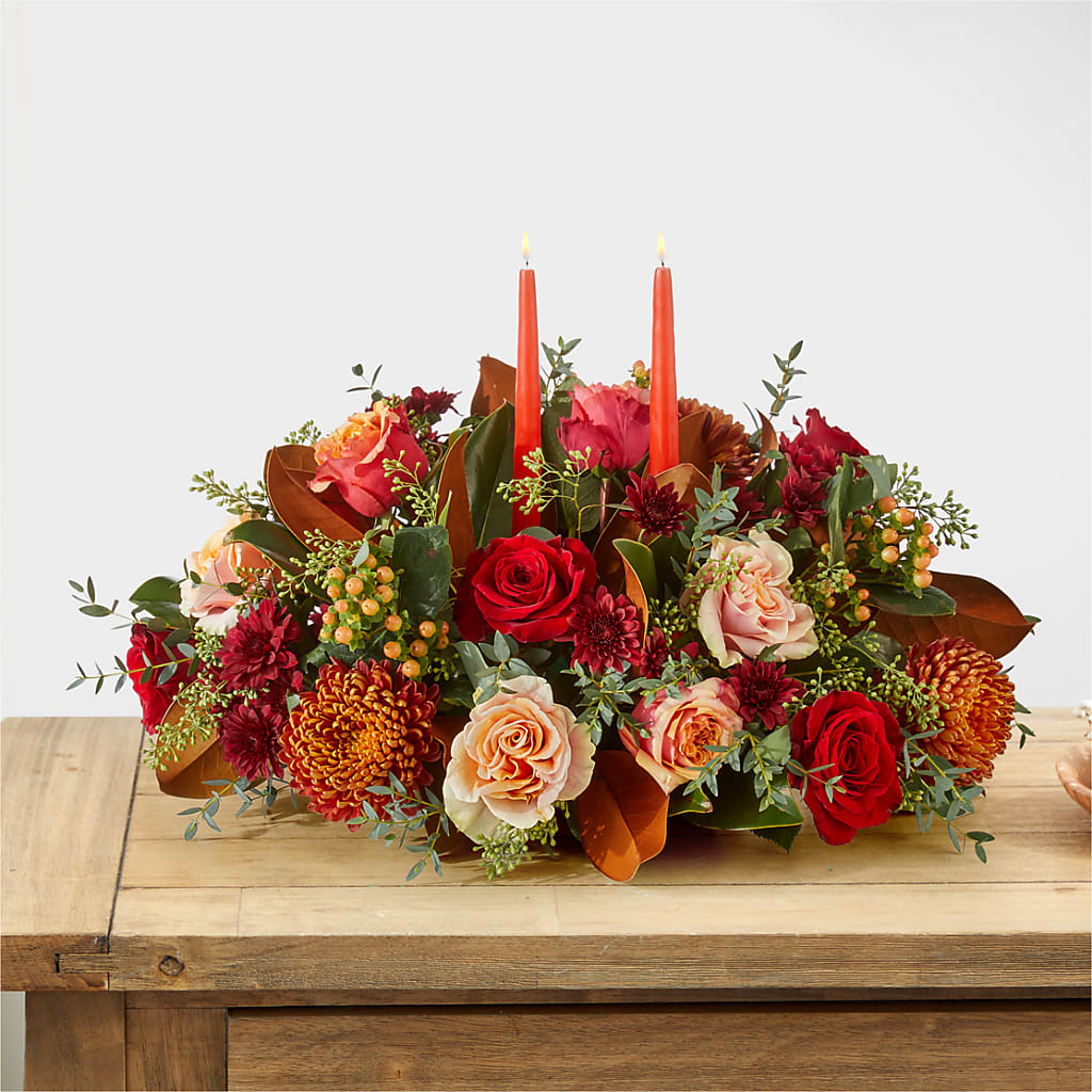 Gather Near Centerpiece –  Batavia Stage Coach Florist, Batavia NY