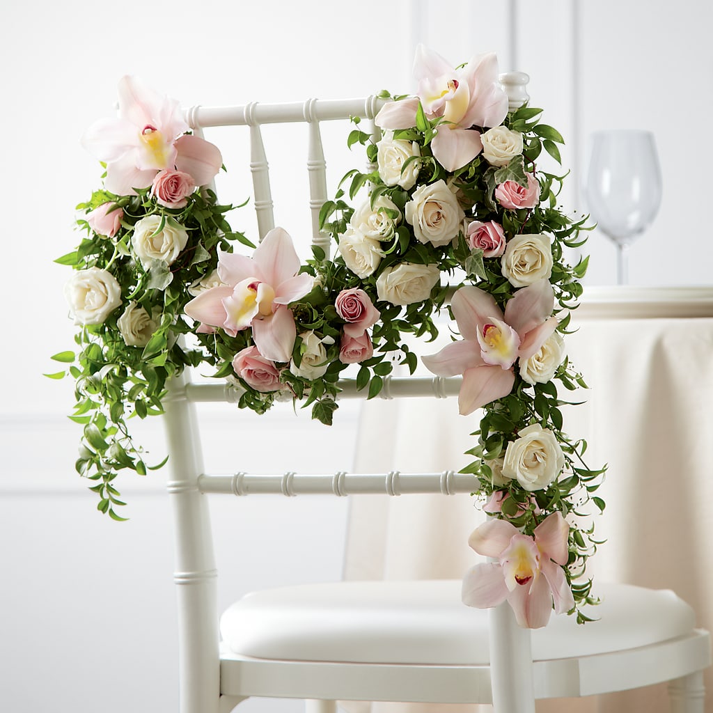 Orchid Rose Chair Décor –  Batavia Stage Coach Florist, Batavia NY