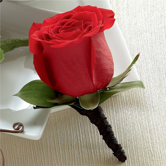 Red Rose Boutonniere –  Batavia Stage Coach Florist, Batavia NY