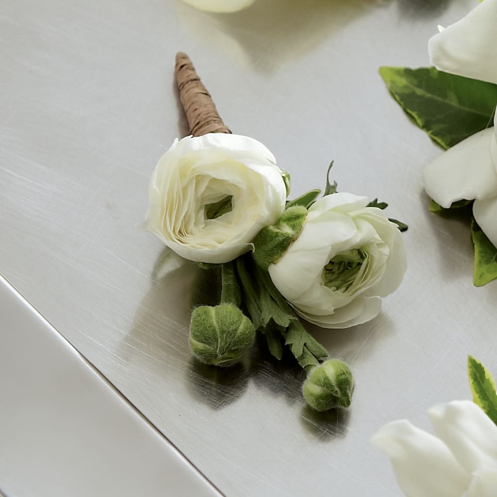 White Ranunculus Boutonniere –  Batavia Stage Coach Florist, Batavia NY
