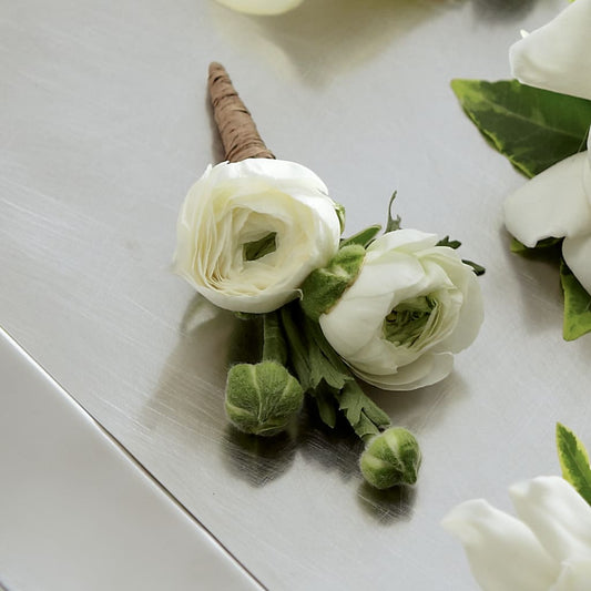 White Ranunculus Boutonniere –  Batavia Stage Coach Florist, Batavia NY